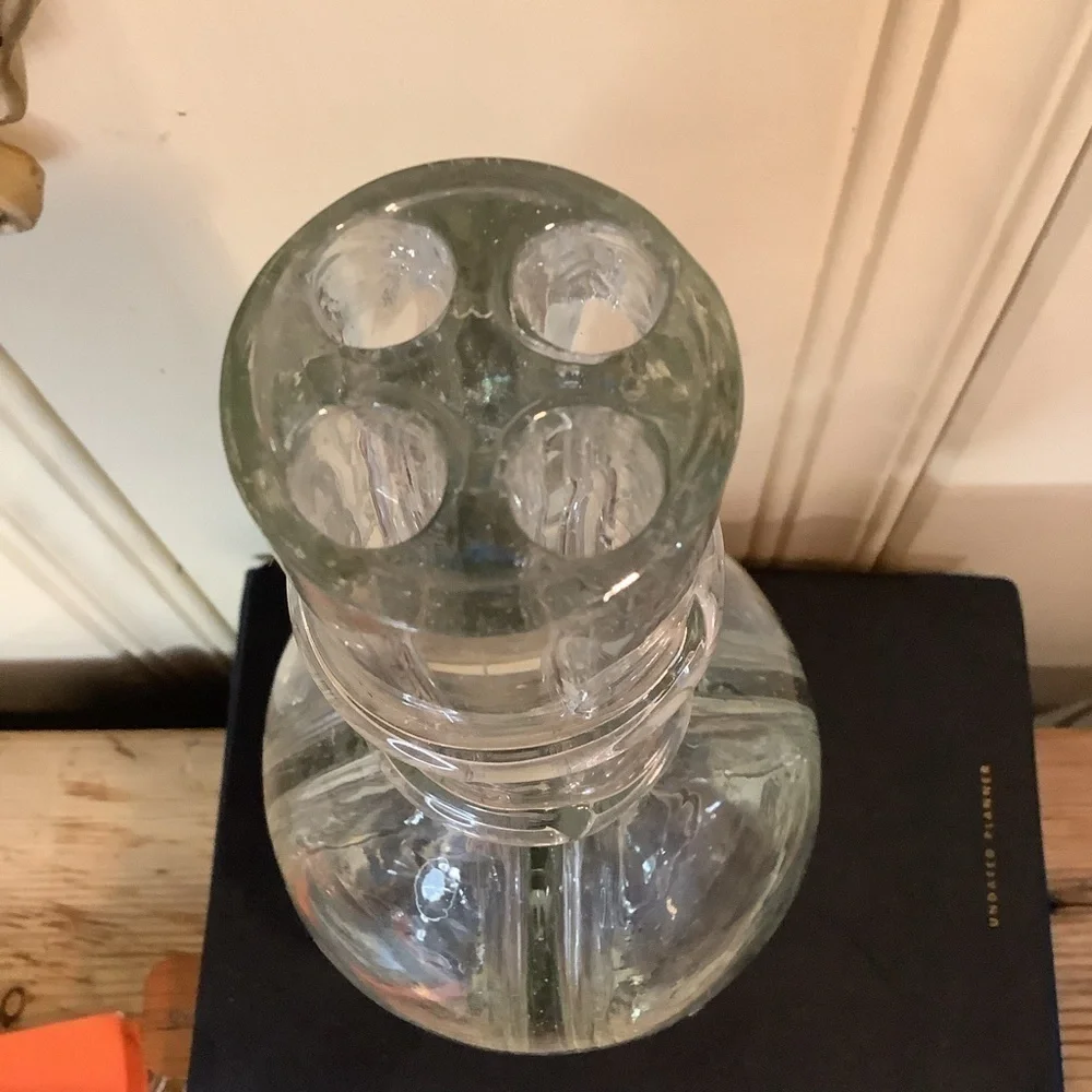 Antique Vintage Made In France Hand Blown 4 Chamber Liquor Decanter or Vase - Picture 3 of 8